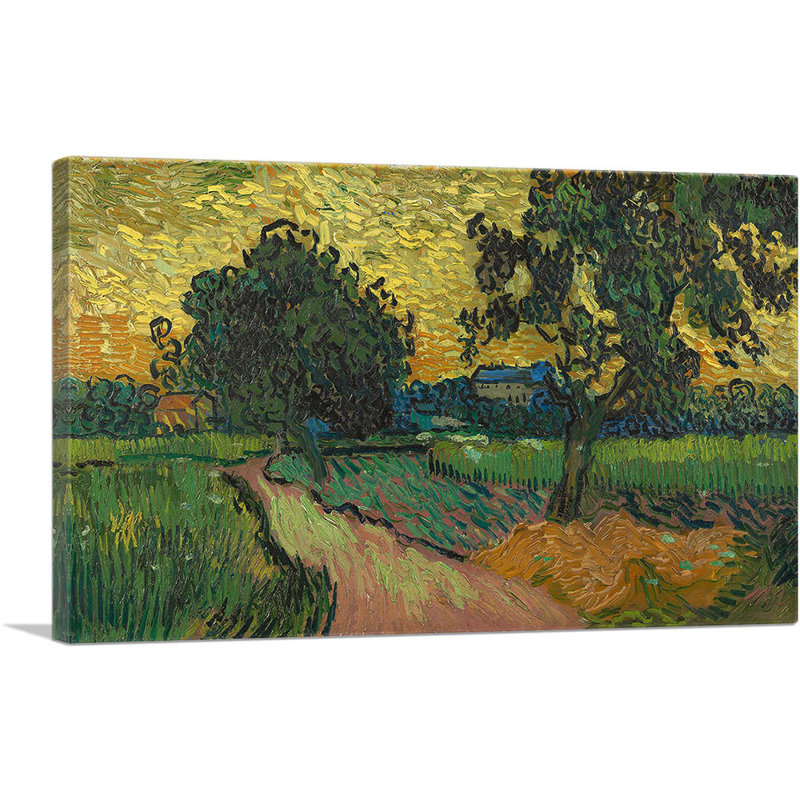 «Landscape at Twilight 1890» par Vincent Van Gogh, reproduction d'art sur toile tendue, H 26 po x l 40 po x P 0,75 po
