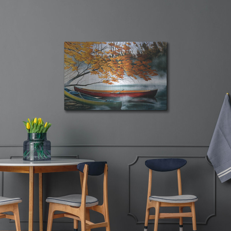  «Mad River Canoe» par Olga Dorenko, art mural en métal, 16 po x 12 po, H 24 po x l 36 po