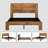 Farmhouse Wooden Bed Frame with Storage Headboard, Platform Bed with Charging Station & LED Light-650126494-650126493