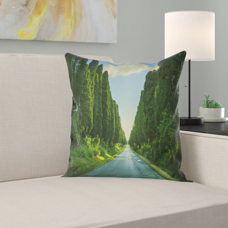 Coussin droit, cypress arbres - paysage imprimé, 18 po x 18 po