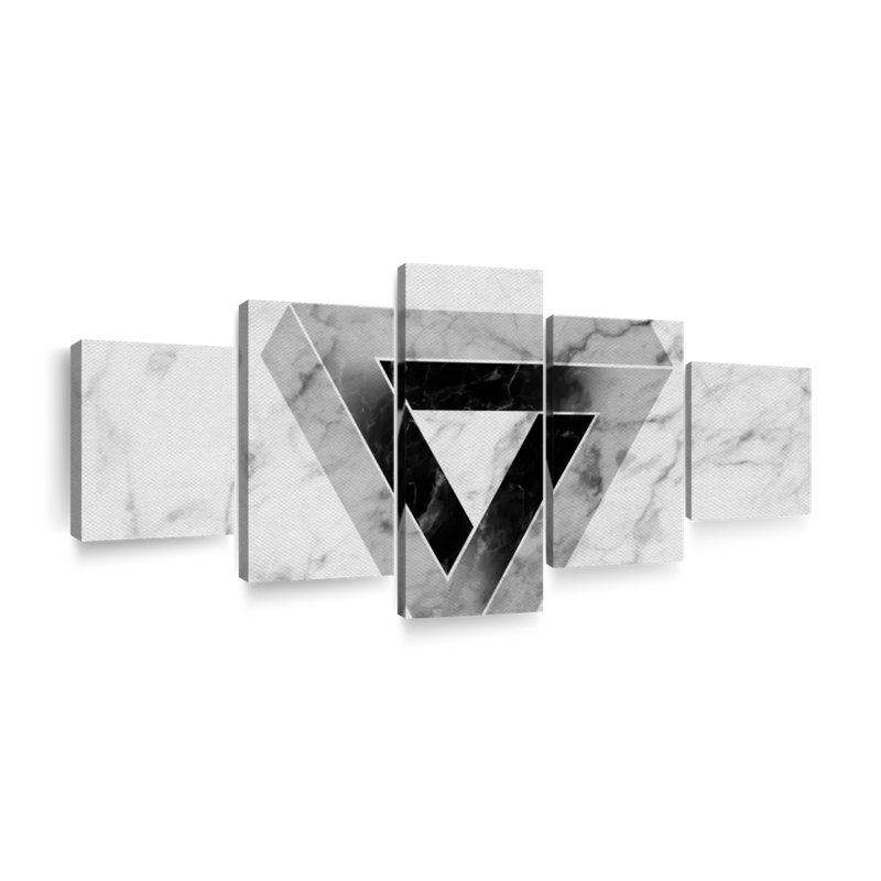 Black White Gray Abstract 5 Pieces, 30" H x 68" W x 1.25" D
