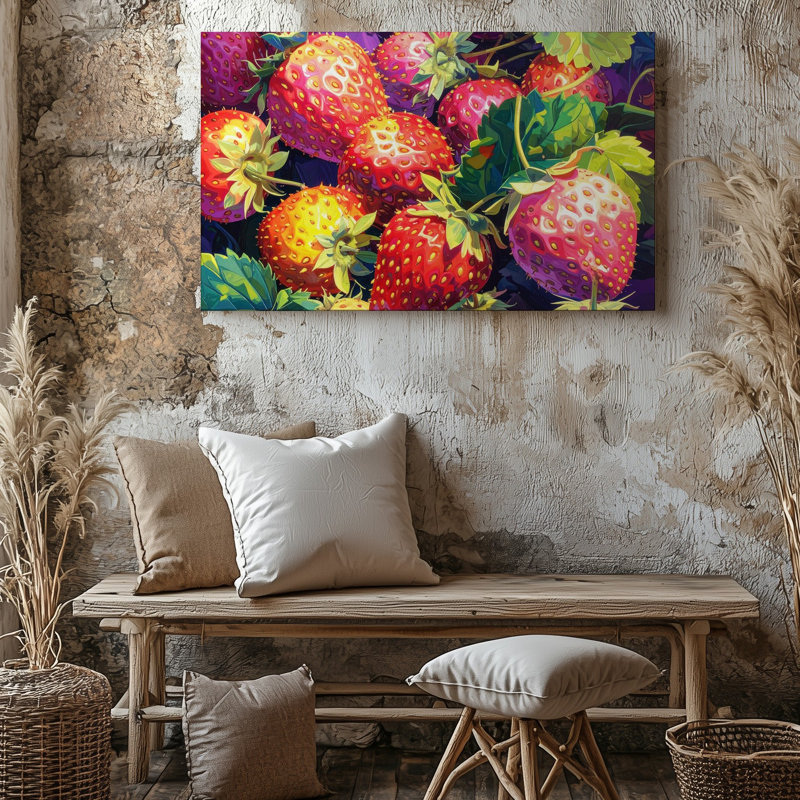 Art mural sur toile, fraise psychédélique, H 11 po x l 14 po