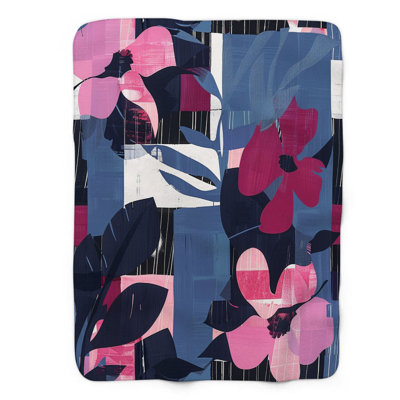 Abstract Hibiscus Art - 1 Piece Premium Sherpa Blanket