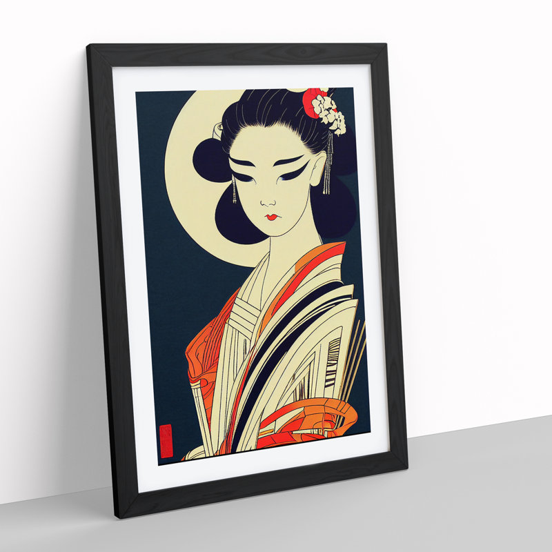 Artistic Geisha No.2 - Wrapped Canvas Print, 64cm H x 46cm W, Black Framed