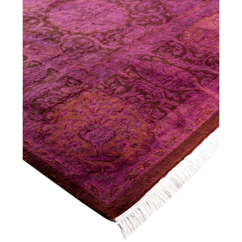 Overdyed Hand-Knotted Wool Modern-Contemporary Purple Area Rug 8' 0" x 10' 2"