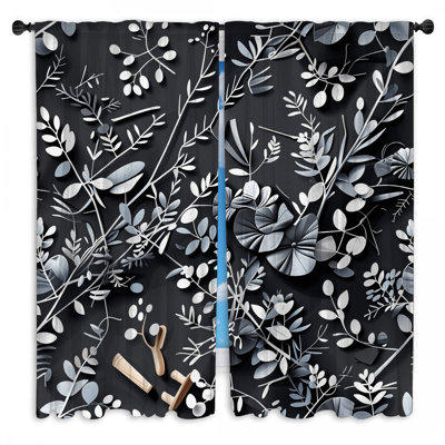 2 panneaux de voilage à motif floral