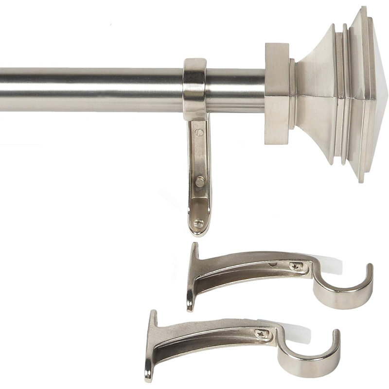 Ensemble de tringle à rideaux ajustable en argent satiné pour fenêtre et portes Deco Window de 36 po à 66 po Deco, 36" - 66"