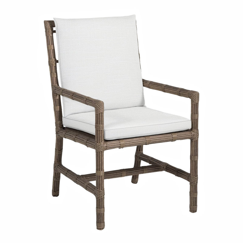 Newport Patio Dining Armchair with Cushions, Rollo Lace, No Welt, Newport #66 Burlap