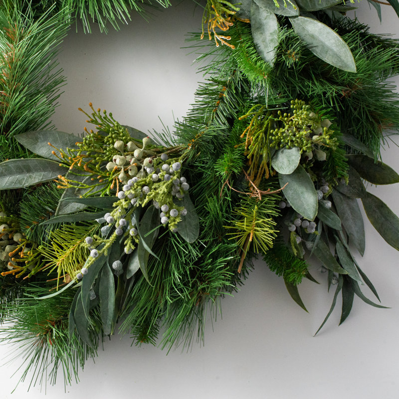 Faux Eucalyptus Silk Wreath, 30" H x 30" W x 6" D