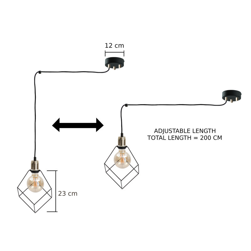 Bohannon 3 - Light Geometric Pendant, Black/Gold