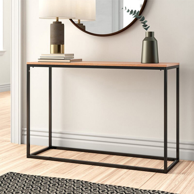 100cm Console Table, Black, Light Yellow Wood, Wood