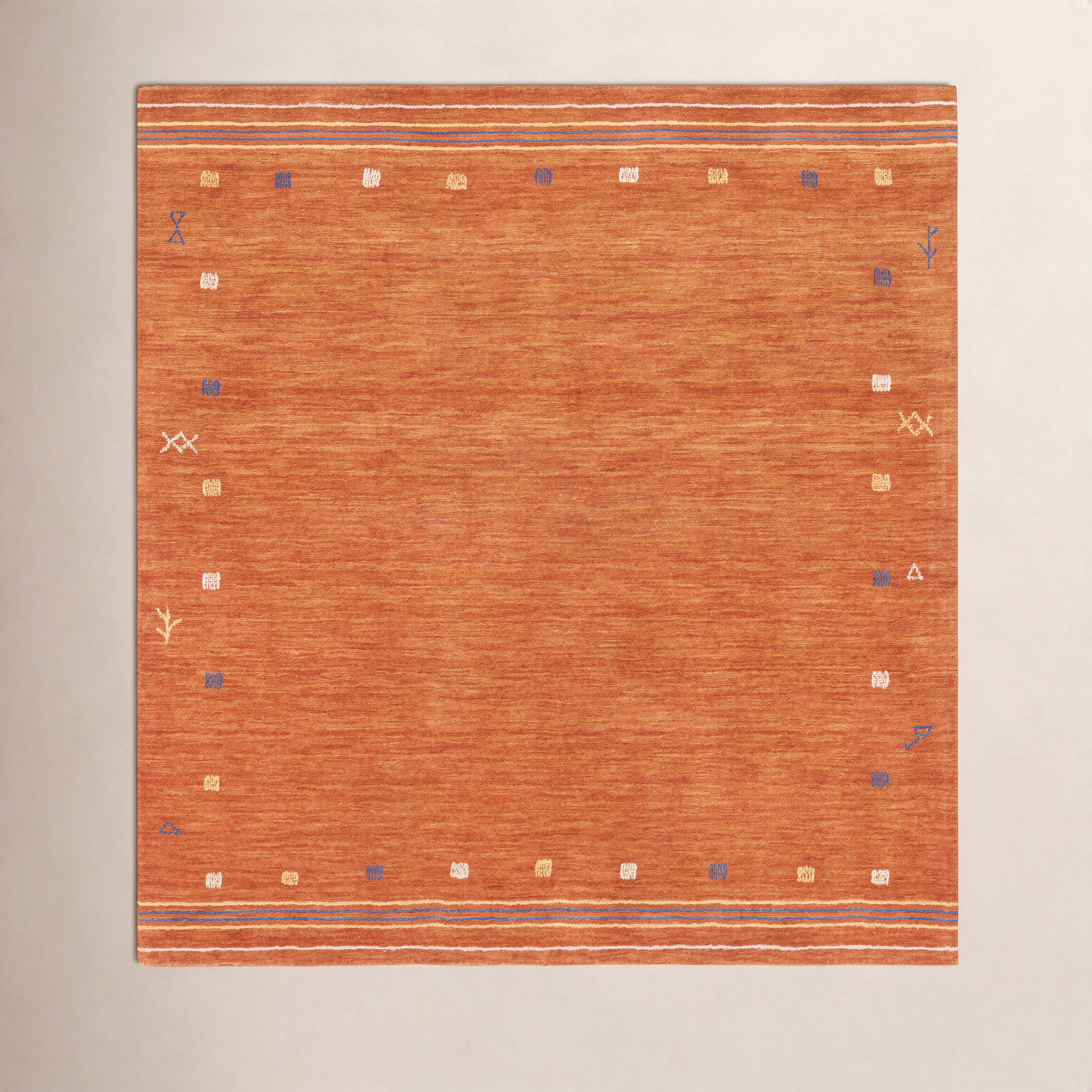 Danette Rust Hand-Loomed Wool Rug, Square 8'