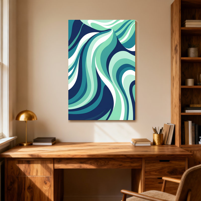 Motif de vagues abstraites dans les tons de bleu et de vert