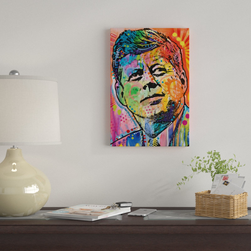 « jfk », impression sur toile, H 26 po x l 18 po x P 1,5 po, Pas de tapis, Toile tendue