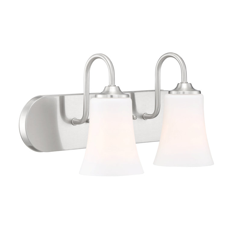 Hisako 2 - Light Dimmable Vanity Light, Brushed Polished Nickel, White Frosted