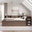 Lit de jour avec couchette, structure en bois, tiroirs de rangement, tablettes latérales et bureau intégré de style rétro-550020708-550020714