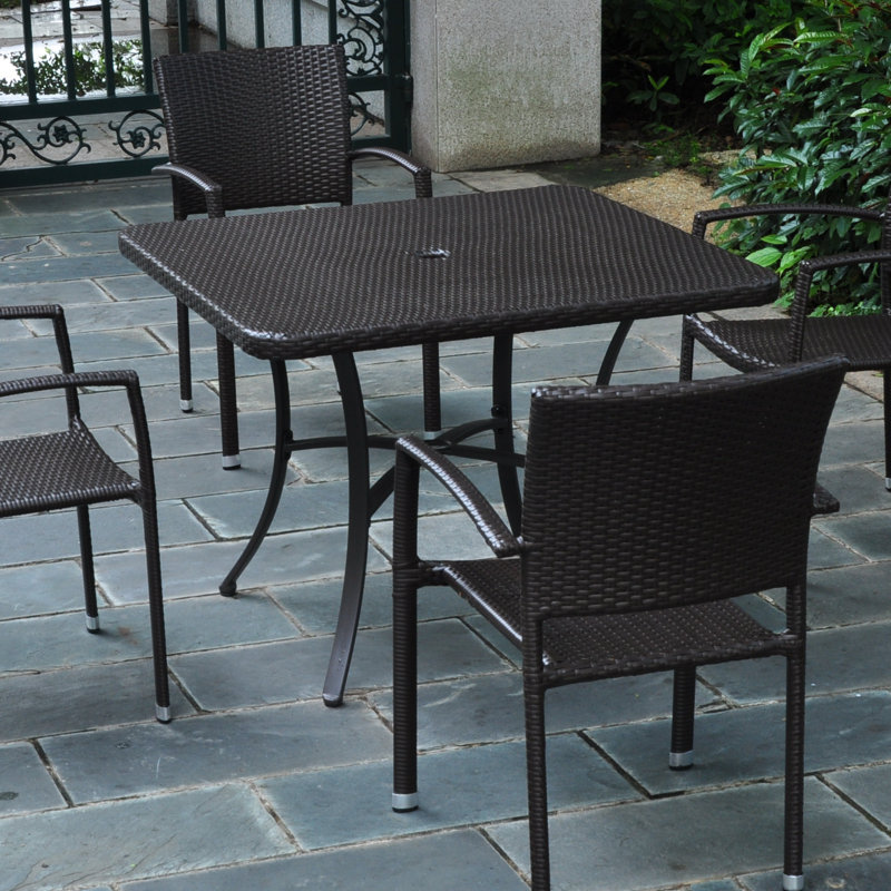 Brade Square Metal Outdoor Dining Table With Umbrella Hole , in. W 39'' in. D, Chocolate