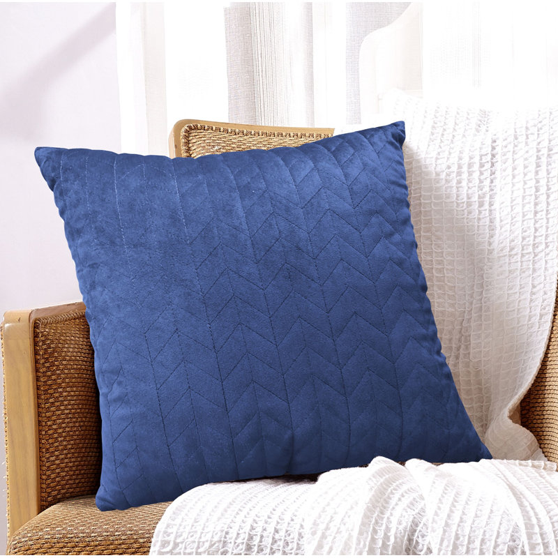 Huw Square Velvet Pillow Cover & Insert, Blue