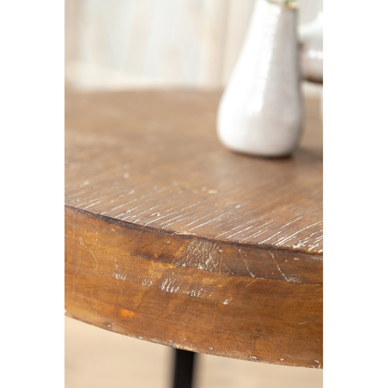 Napa Round 32 in. Natural Wood Coffee Table-Golden feet, 17" H x 24" L x 24" W, Black