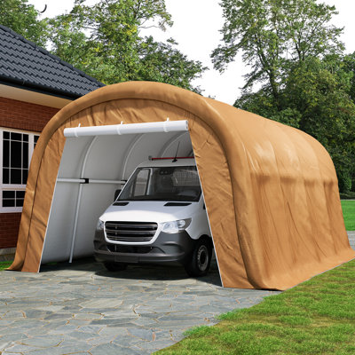 20 Ft. D Carport Galvanized Steel Portable Garage Storage Shed Canopy