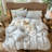 MooMee Wavy Striped Duvet Cover Set 100% Washed Cotton Linen Like Textured Breathable Lightweight-107521569-120285962