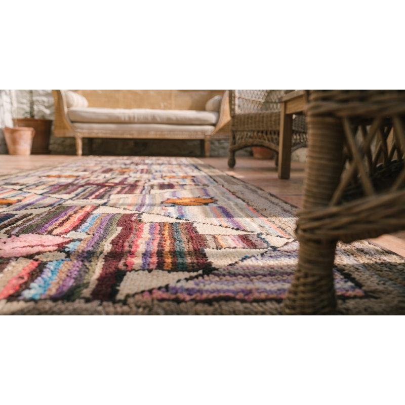 Laine antique Tapis crocheté en coton multicolore