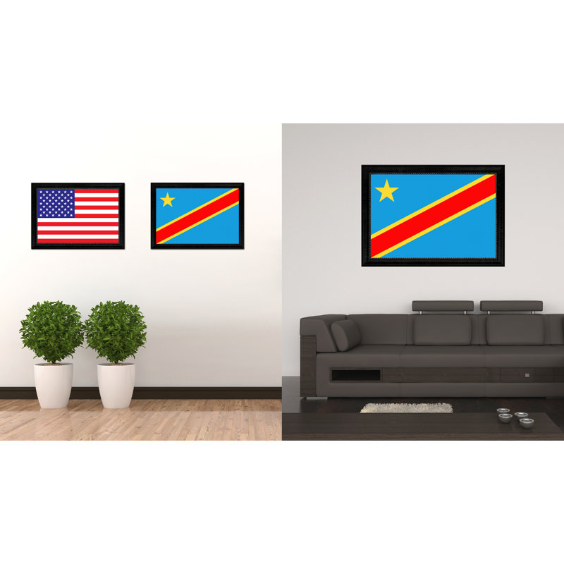 République démocratique du congo, impression sur toile, H 27 po x l 39 po x P 1 po, Encadrement noir