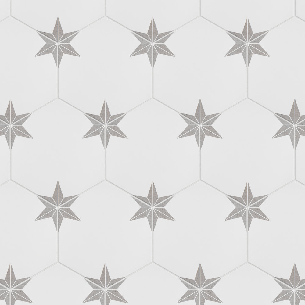 Stella Hex 9" x 10" Porcelain Patterned Wall & Floor Tile Merola Tile 