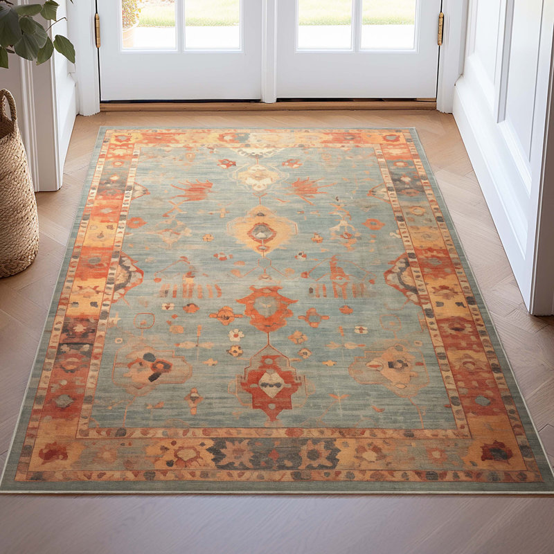 Tapis bleu pastel Bungalow Rose Adrith Marmaris, Rectangle 3 pi 11 po x 5 pi 3 po