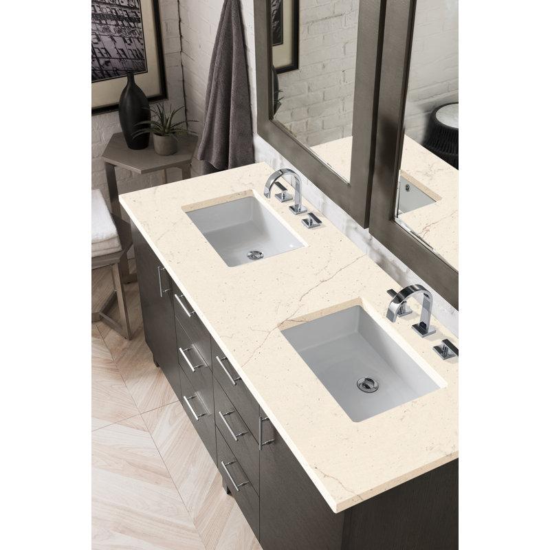 Metropolitan 60'' W Double Vanity, Eternal Marfil, Silver Oak