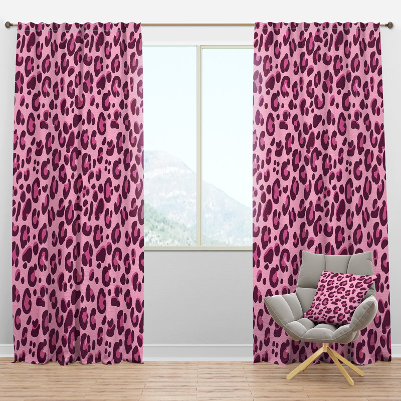 Panneau de rideau simple semi-diaphane avec passe-tringle Leopard, l 52 po x L 63 po