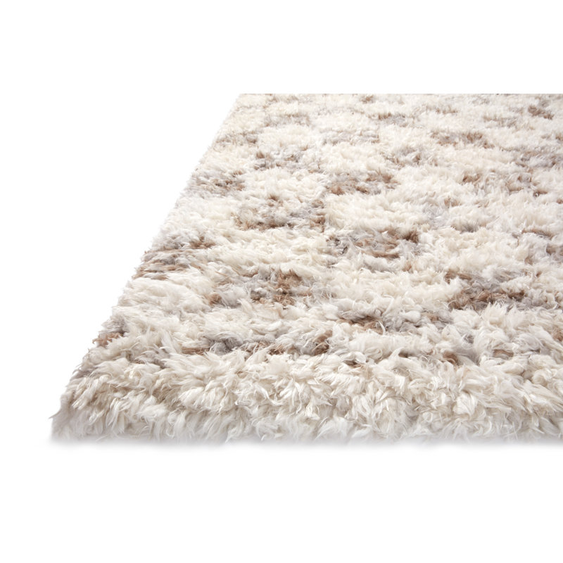 Ivory and Pebble Geometric Synthetic 7'-10" x 10' Area Rug