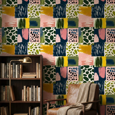 Papier peint géométrique patchwork géométrique