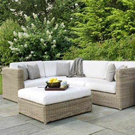 Sag Harbor Outdoor Ottoman, Ash, Sag Harbor Classic White