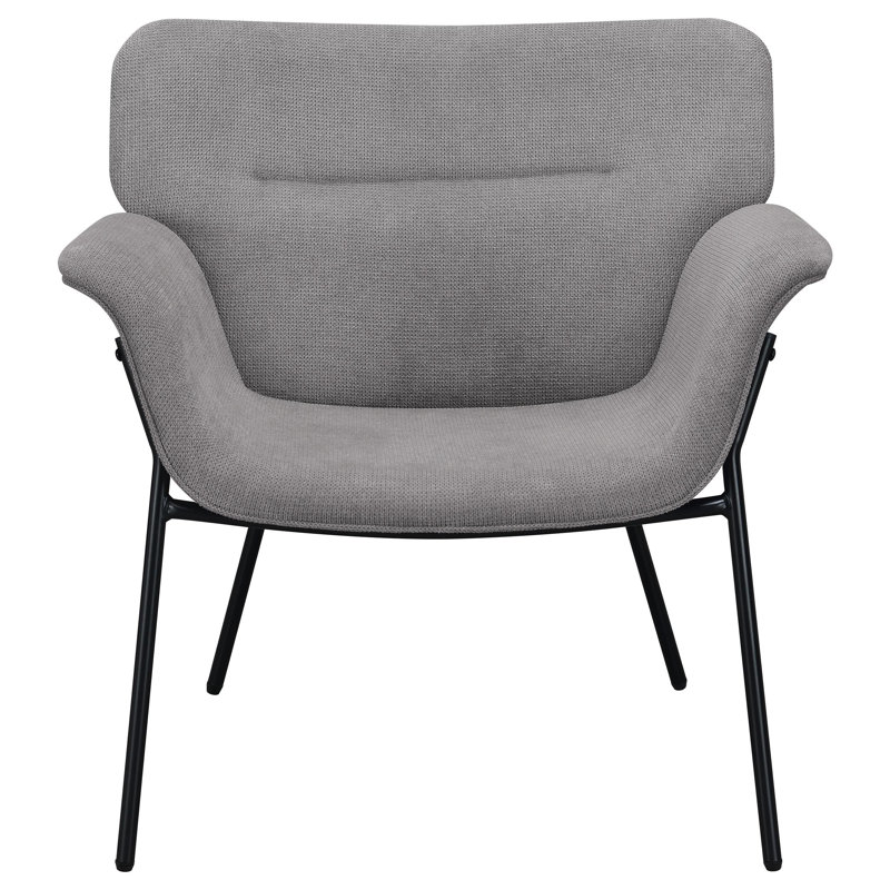Fauteuil d'appoint rembourré à dossier capitonné horizontal, Mélange de polyester gris cendré