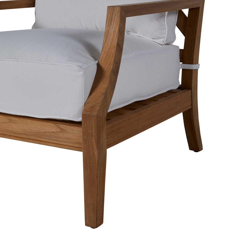 Haley Teak Patio Chair with Cushions, Natural Teak, Natural White, No welt + Standard fill