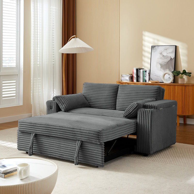Fabric Sleeper Sofa Bed, Dark Gray