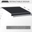 Auvent de patio 8 pi x 7 pi - Parasol rétractable noir manuel. Facilement réglable pour minimiser l'impact du soleil et la chaleur, s'adapte à plusieurs surfaces, aluminium solide, tissu en acier réduit