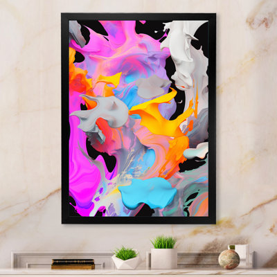 Peinture rose et bleue Fusion I - art mural abstrait