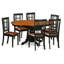 Ensemble de salle à manger 7 pièces comprenant une table de cuisine ovale avec rallonge papillon et 6 chaises rembourrées en similicuir, 107 x 152 cm, noir et cerisier-2084798778-2084798779-2084798781