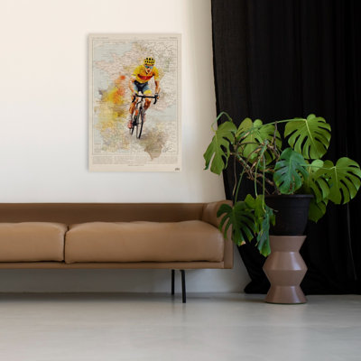 «Dynamic Cycling France Map», reproduction d'art murale rétro classique