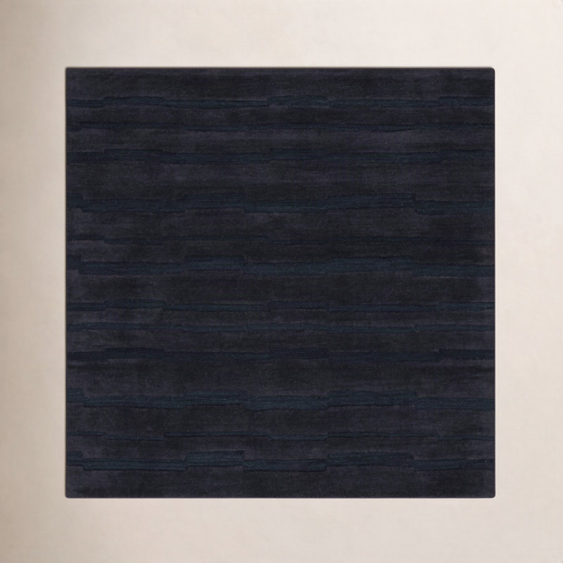 Tapis de couleur unie en coton / laine touffeté à la main Fairborn, Carré 6 pi