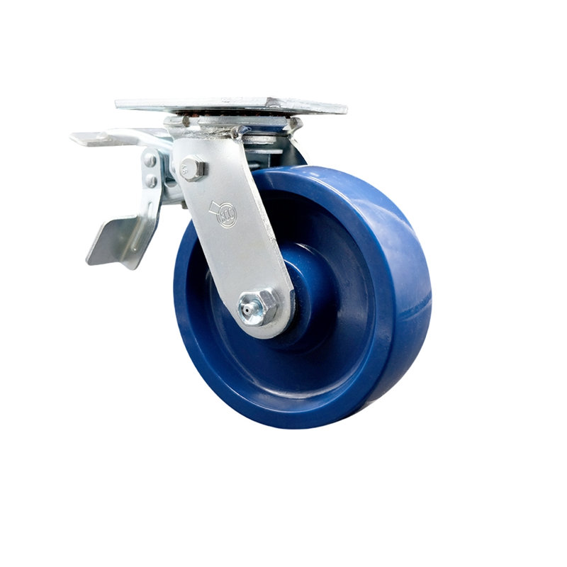 6 Inch Solid Polyurethane Caster with Ball Bearing and Total Lock Brake SCC