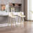 30 Inch Set Of 2 Bar Stools,With Chrome Footrest Velvet Fabric Counter Stool Golden Leg Simple High Bar Stool,CREAM