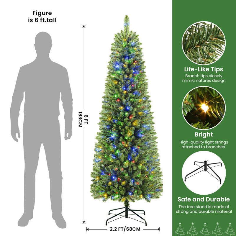 Lighted Artificial Christmas Tree, 6'