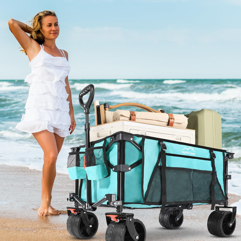 Chariot pliable 140L, Bleu clair