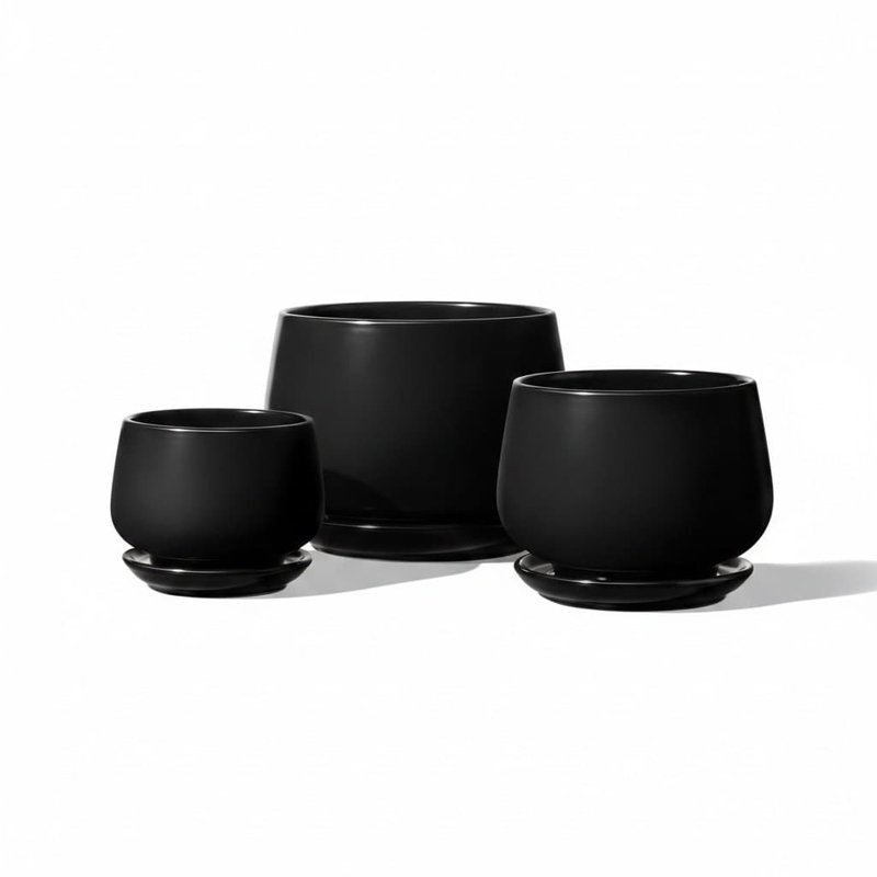 Ceramic Pot Planter, Black