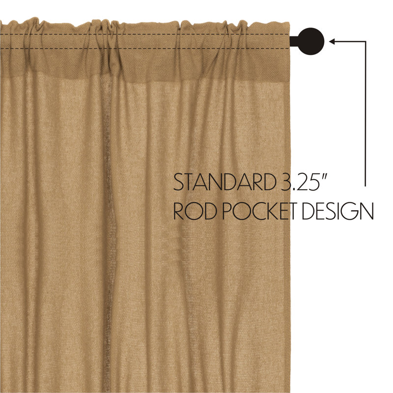 Natural Tan Burlap Farmhouse Rod Pocket Valance 16x60