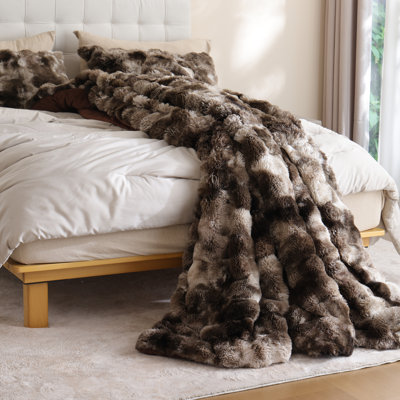 Ensemble de couette en fausse fourrure à bulles - Couette ultra douce et chaude avec deux taies d'oreiller