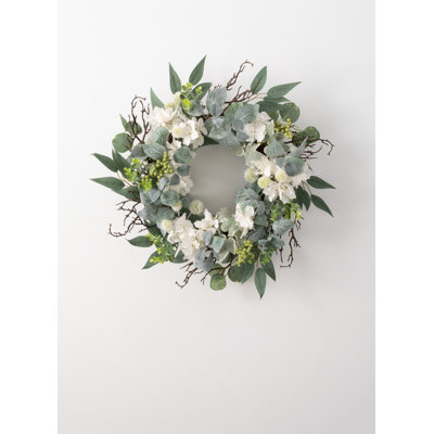 22" Artificial Hydrangea & Foliage Wreath